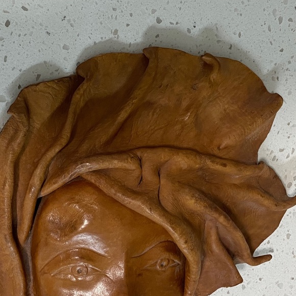 Vintage Leather Face Mask of Girl with Flowing Hair - Picture 6 of 8